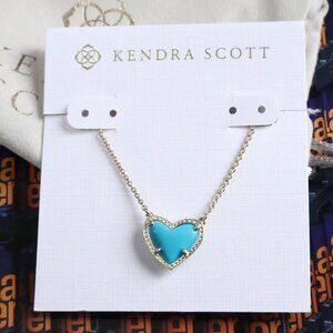 Kendra Scott Ari Heart Necklace Turquoise Gold